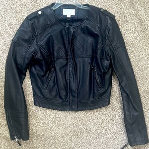 Faux Leather Crop Jacket